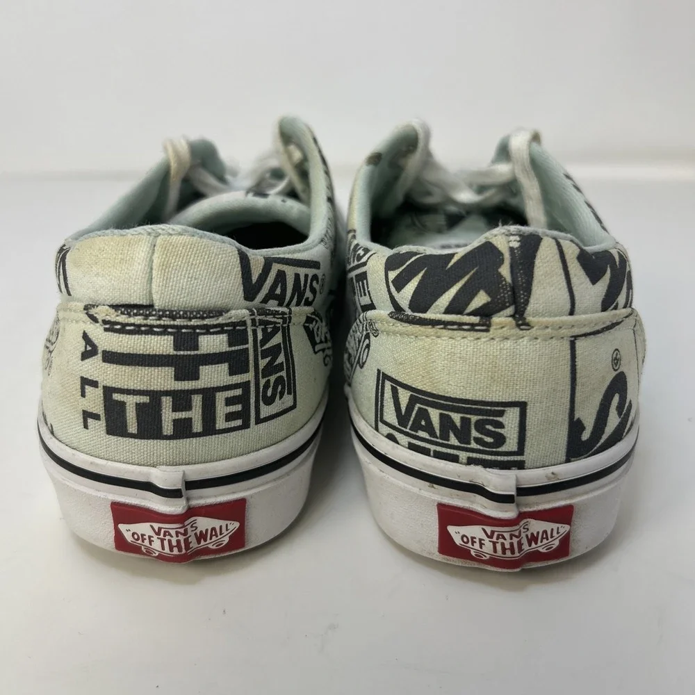 Vans Off The Wall Era Low Top Mint Green Black Logo Print Sneakers Womens Sz 6.5